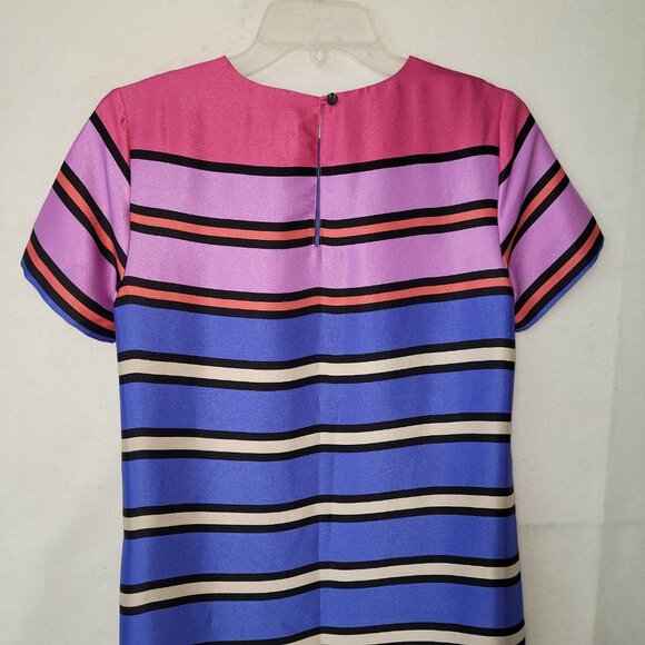 Ann Taylor Multicolor Stripe Maxi Dress Womens‎ XS Lined Silk Feel Side Slits - Picture 4 of 12